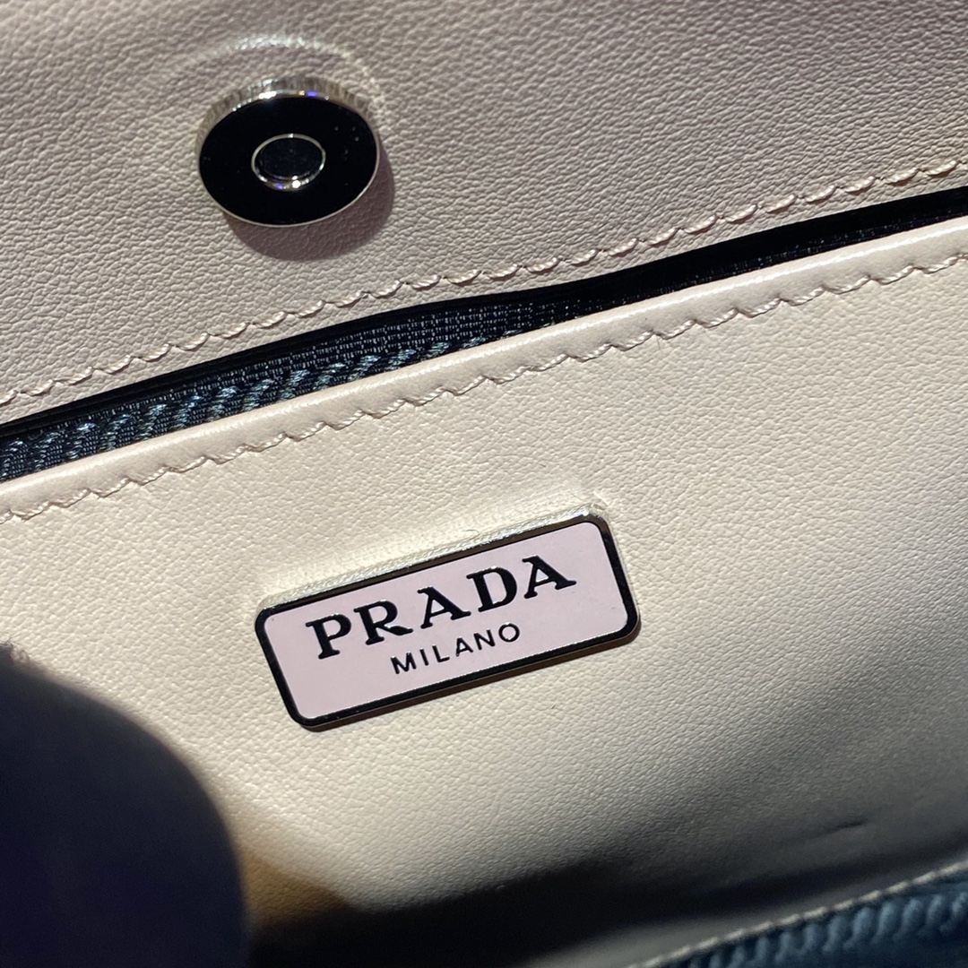 Prada Cleo Brushed Leather Shoulder Bag Alabaster 1BC499